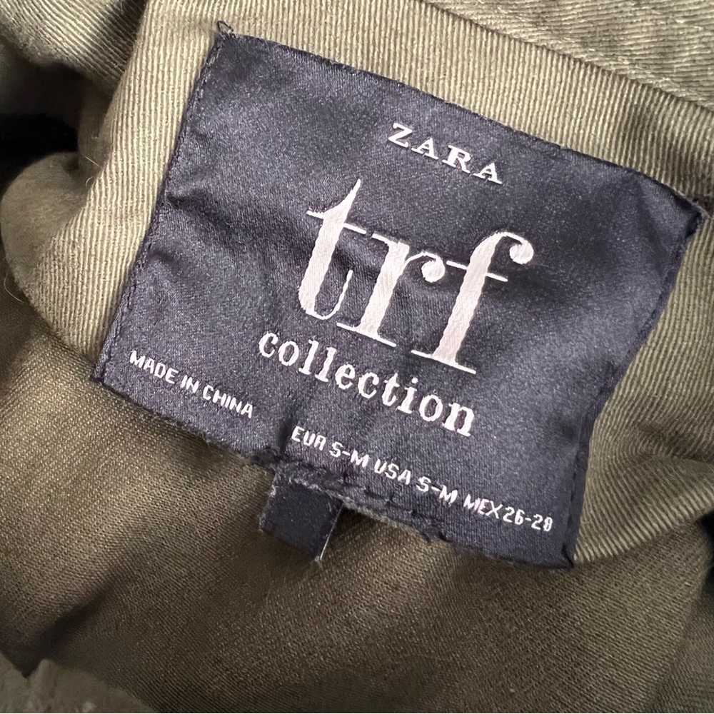 ZARA Greenish Parka w/ High Collar Colorful Trim w/ Tassels Size S/M - Picture 7 of 8